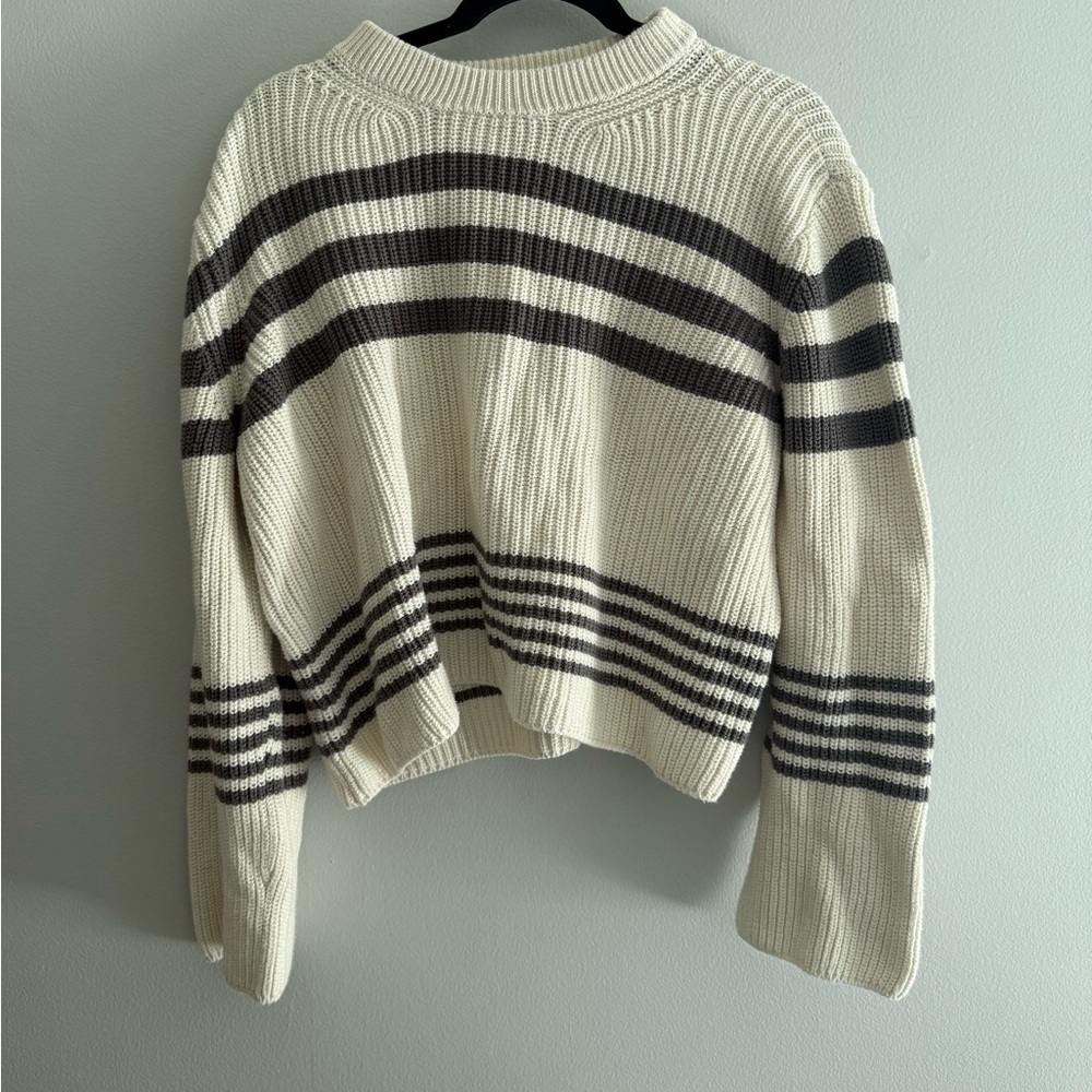Striped Knit Sweater - Black and White